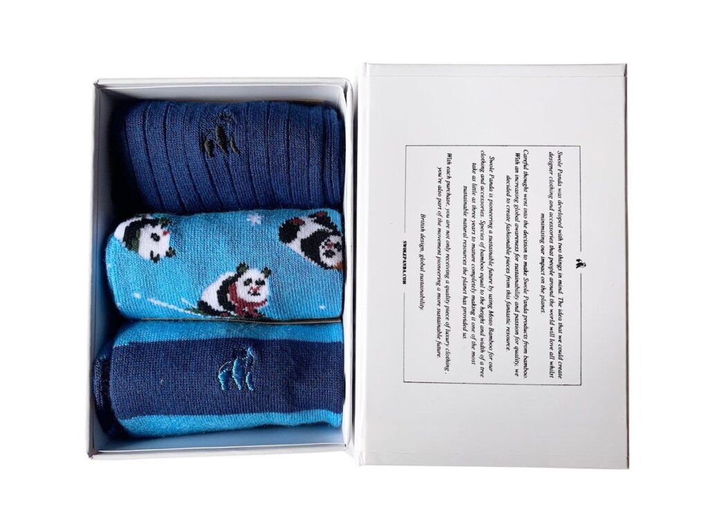 Blue Christmas Sock Box - 3 Pairs of Bamboo Socks (His)
