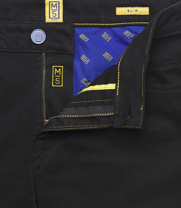 Black Super Stretch Pima Cotton Satin Colourfast Jeans by Smart Clothes